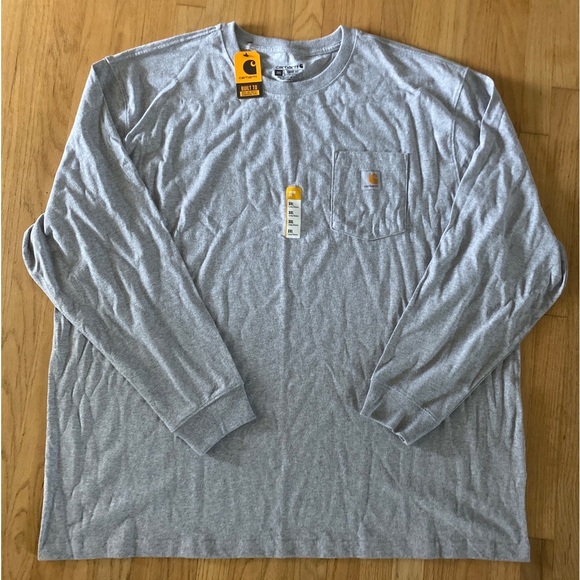 CARHARTT K126-HGY 3XL REG Long Sleeve T-Shirt,Heather Gray,3XL 4JEY8 - Picture 1 of 3